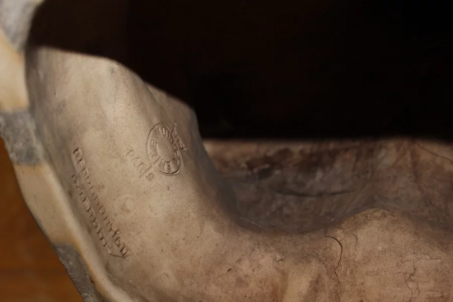 Buste De Jeune Femme En Céramique à Patine Bleu Vert Signé Bernstamm édition Emile Muller