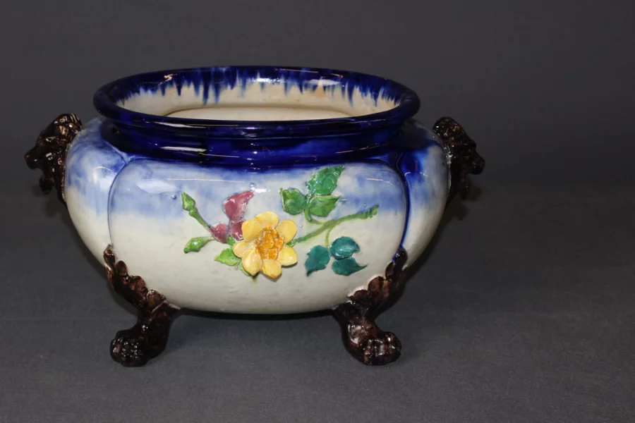 Jardinière En Céramique à Décor d'Oiseaux En Relief Fin XIX