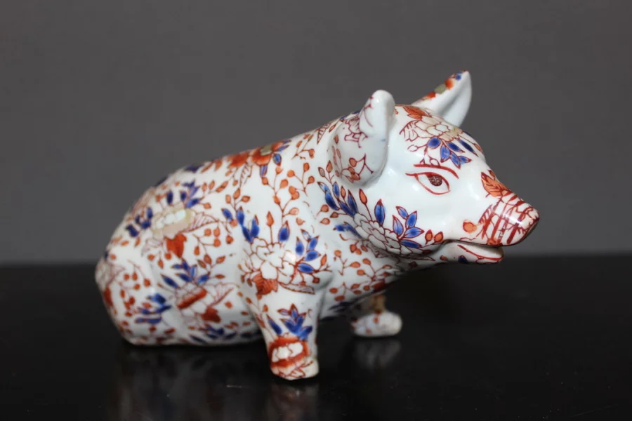 Cochon En Porcelaine Imari , Japon , Fin XIX