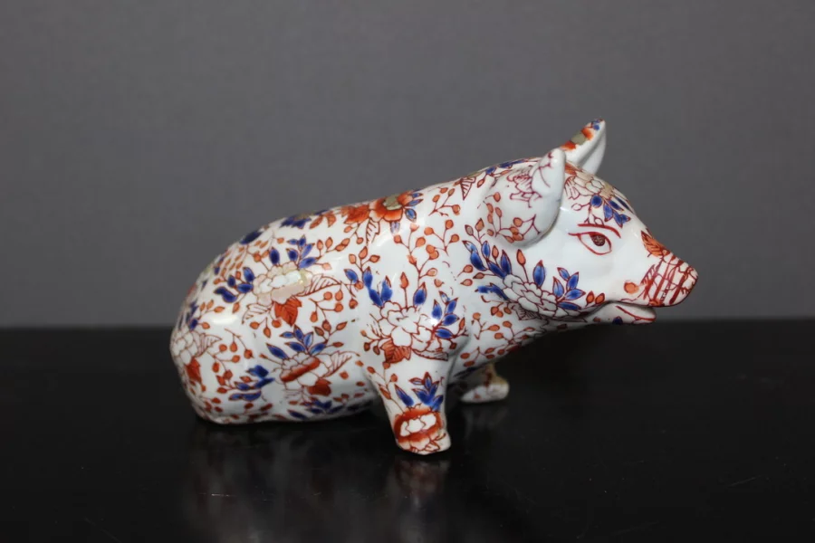 Cochon En Porcelaine Imari , Japon , Fin XIX