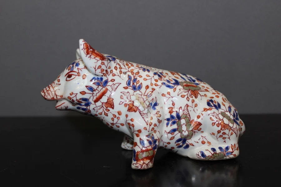 Cochon En Porcelaine Imari , Japon , Fin XIX
