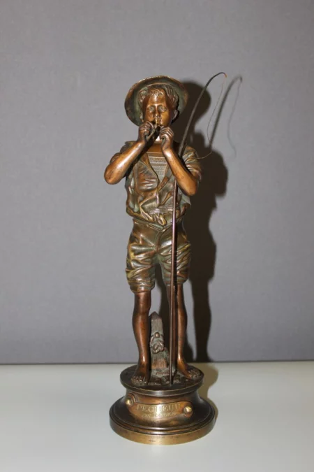 Bronze Par Lavergne Représentant Un Pêcheur vers 1900