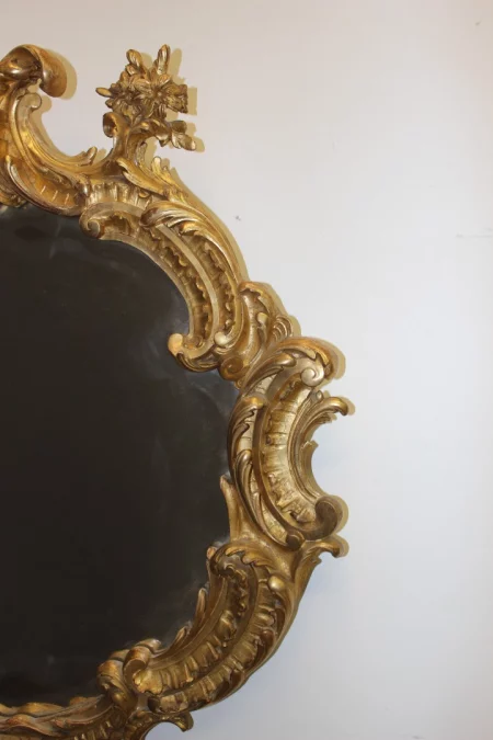 Important Miroir Louis XV En Stuc Doré XIX