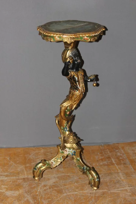 Sellette Vénitienne en bois sculpté et peint , Italie XIX