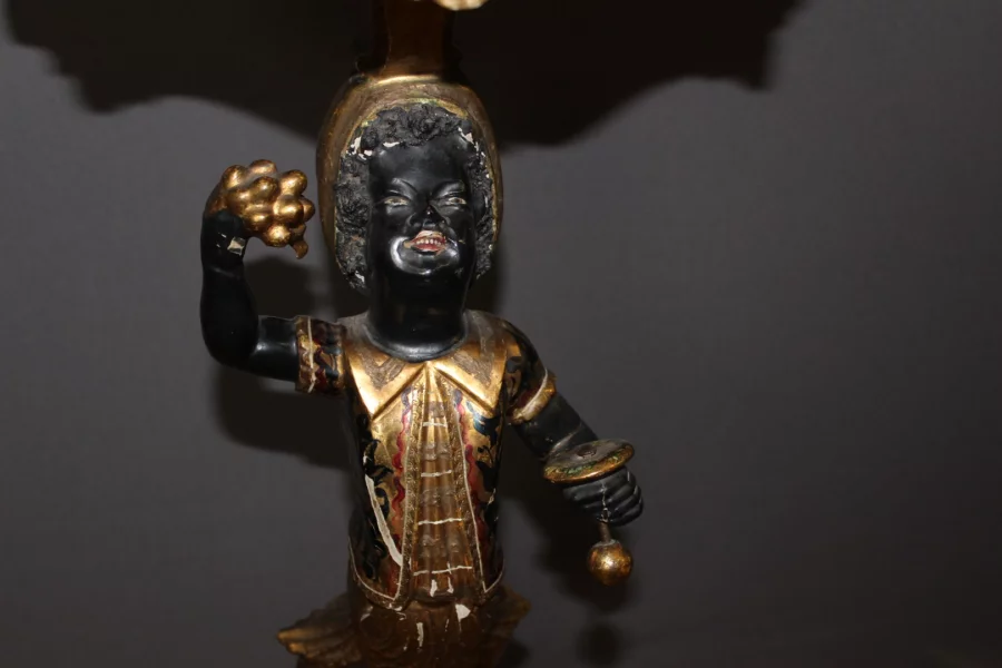 Sellette Vénitienne en bois sculpté et peint , Italie XIX