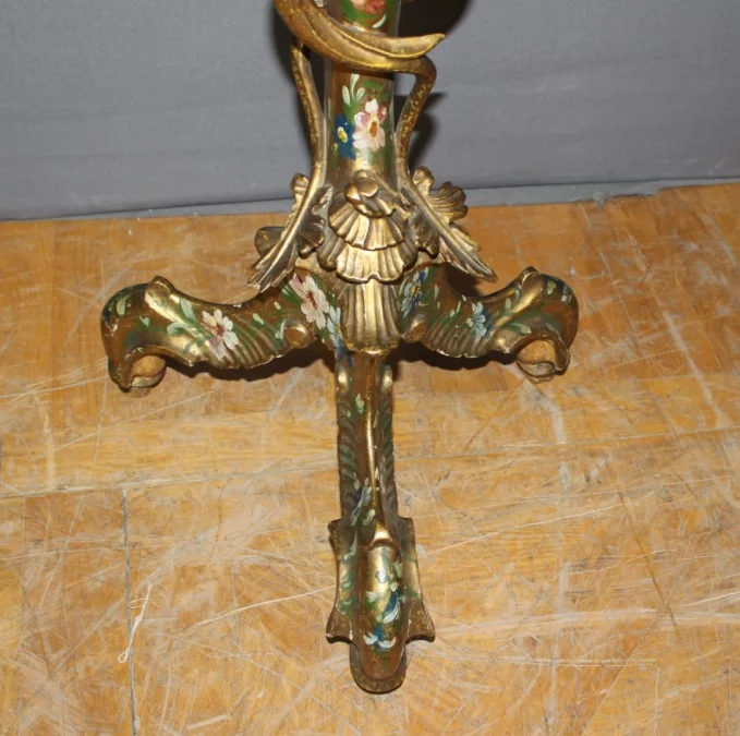 Sellette Vénitienne en bois sculpté et peint , Italie XIX