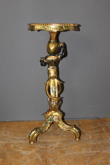 Sellette Vénitienne en bois sculpté et peint , Italie XIX