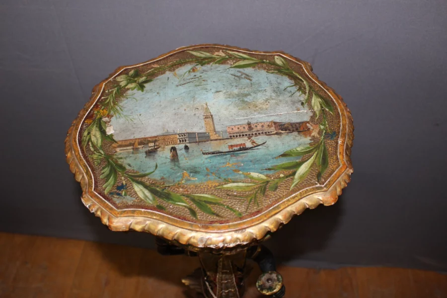 Sellette Vénitienne en bois sculpté et peint , Italie XIX