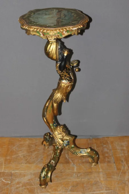 Sellette Vénitienne en bois sculpté et peint , Italie XIX