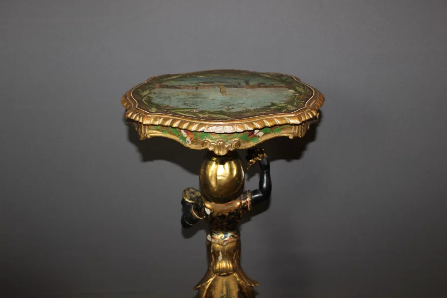 Sellette Vénitienne en bois sculpté et peint , Italie XIX