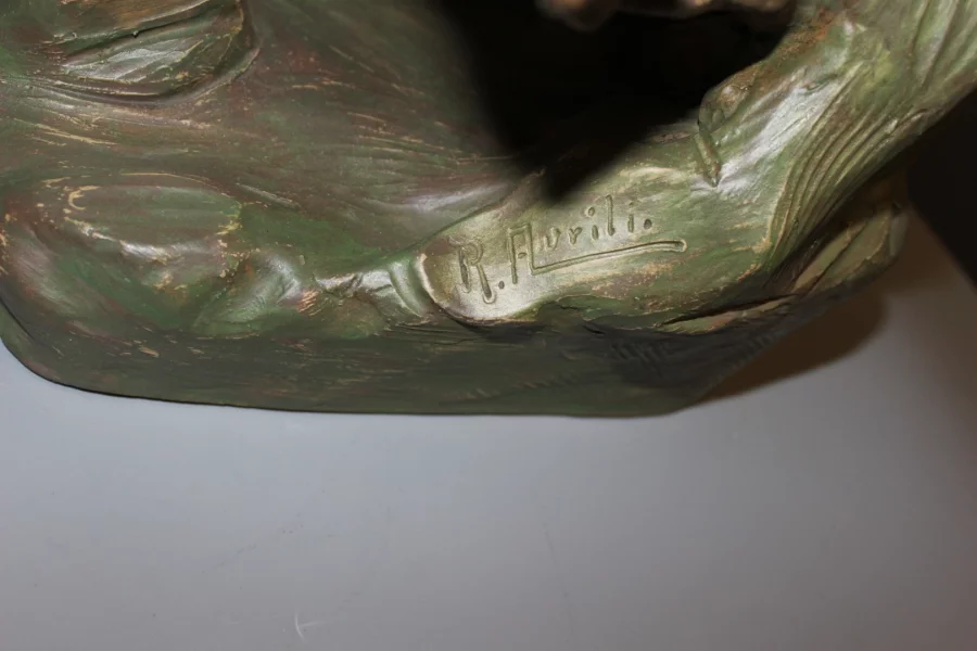 Terre cuite , La mère et l'enfant par richard Aurili vers 1900