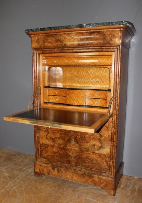 Secrétaire d'époque  Louis Philippe en Ronce de Noyer XIX