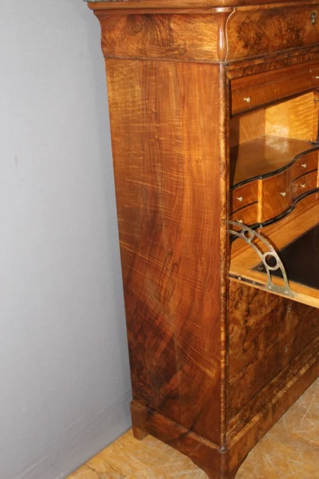 Secrétaire d'époque  Louis Philippe en Ronce de Noyer XIX