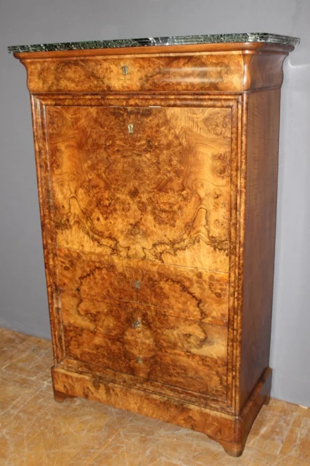 Secrétaire d'époque  Louis Philippe en Ronce de Noyer XIX