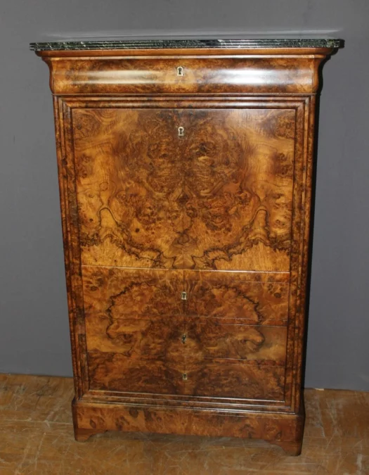 Secrétaire d'époque  Louis Philippe en Ronce de Noyer XIX