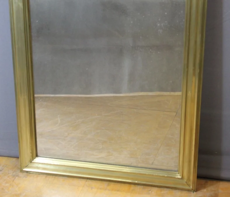 Miroir de Bistrot en Laiton et Miroir au Mercure XIX