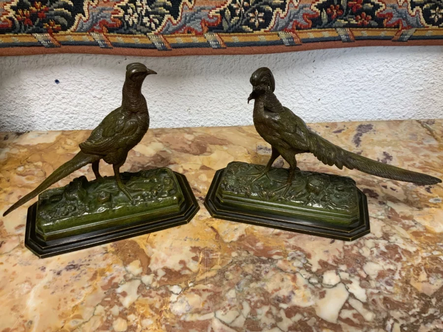 Pair of bronze pheasants
