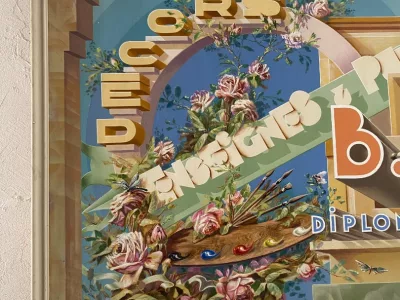 Grande publicité d'un peintre en lettre,