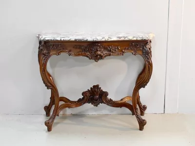 Important console Louis XV to 4 feet - nineteenth