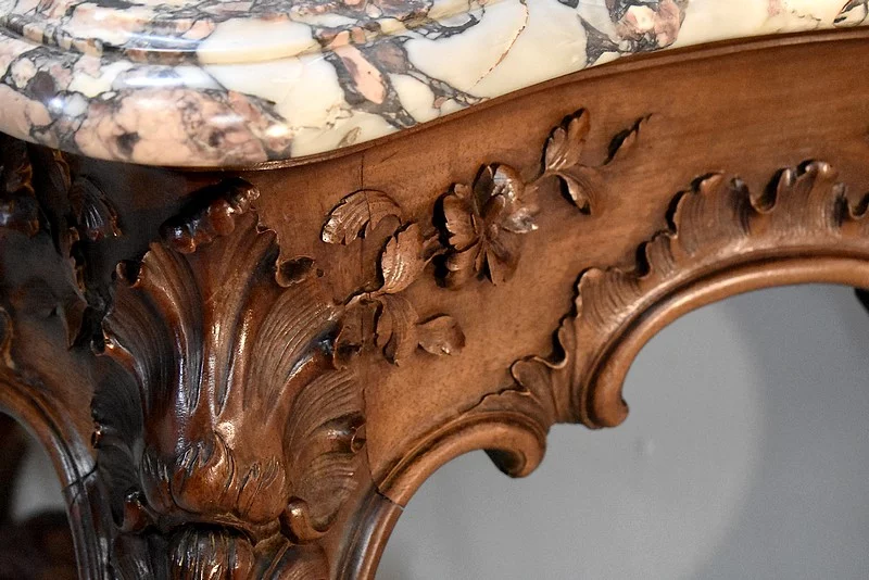 Important console Louis XV to 4 feet - nineteenth