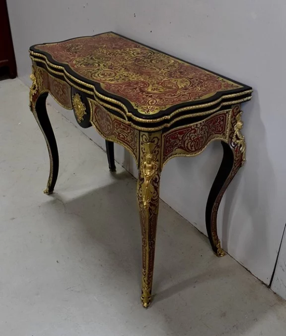 Table de Jeux en Marqueterie « Boulle », époque Napoléon III – Milieu XIXe
