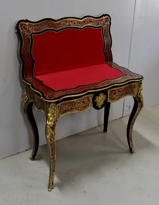 Table de Jeux en Marqueterie « Boulle », époque Napoléon III – Milieu XIXe