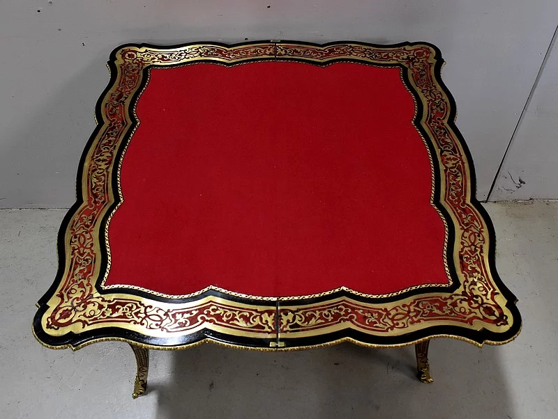 Table de Jeux en Marqueterie « Boulle », époque Napoléon III – Milieu XIXe
