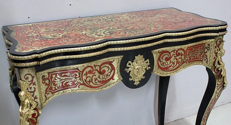 Table de Jeux en Marqueterie « Boulle », époque Napoléon III – Milieu XIXe