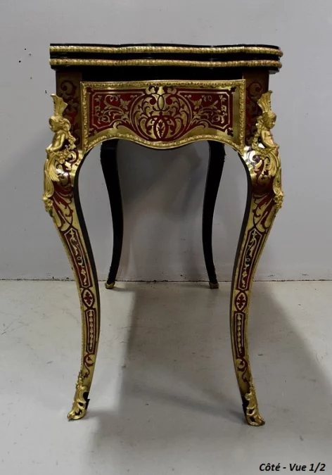 Table de Jeux en Marqueterie « Boulle », époque Napoléon III – Milieu XIXe
