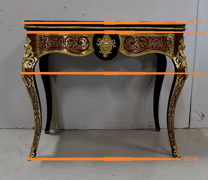 Table de Jeux en Marqueterie « Boulle », époque Napoléon III – Milieu XIXe
