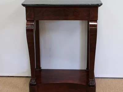 Petite Console en placage de Ronce d’Acajou de Cuba, époque Restauration – Début XIXe
