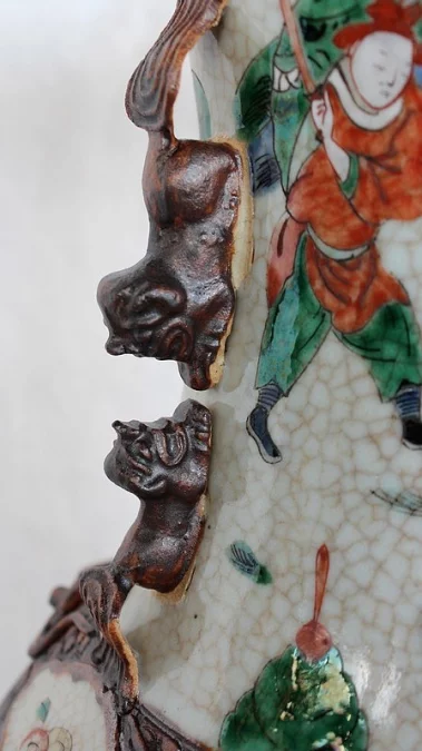 Grand Vase Balustre, en Porcelaine de Canton Craquelée, Chine – XIXe