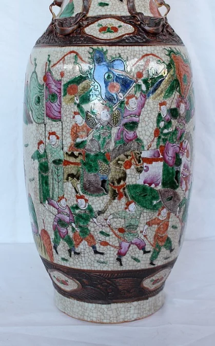 Grand Vase Balustre, en Porcelaine de Canton Craquelée, Chine – XIXe