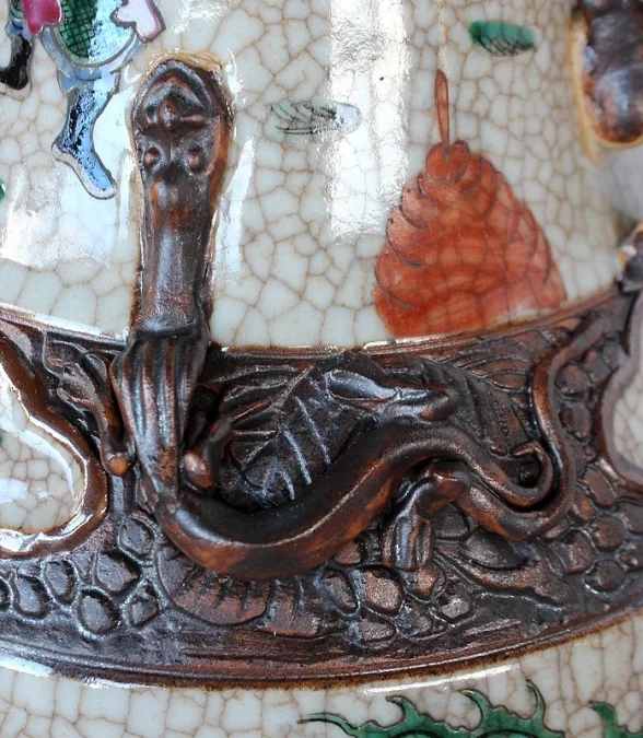 Grand Vase Balustre, en Porcelaine de Canton Craquelée, Chine – XIXe