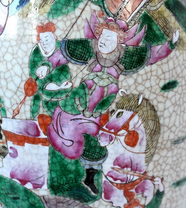 Grand Vase Balustre, en Porcelaine de Canton Craquelée, Chine – XIXe