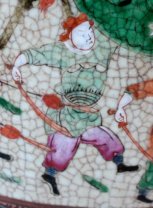 Grand Vase Balustre, en Porcelaine de Canton Craquelée, Chine – XIXe