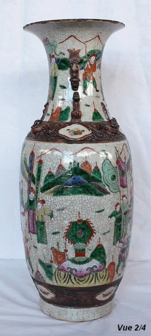 Grand Vase Balustre, en Porcelaine de Canton Craquelée, Chine – XIXe