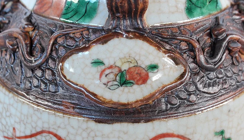 Grand Vase Balustre, en Porcelaine de Canton Craquelée, Chine – XIXe