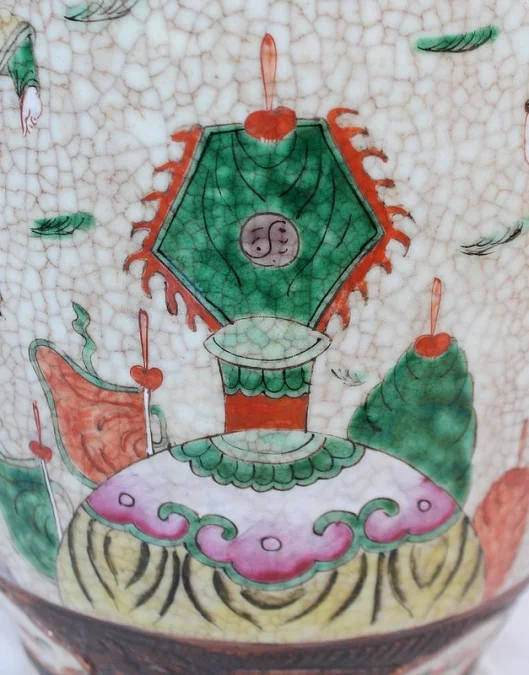 Grand Vase Balustre, en Porcelaine de Canton Craquelée, Chine – XIXe