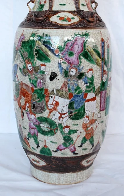 Grand Vase Balustre, en Porcelaine de Canton Craquelée, Chine – XIXe