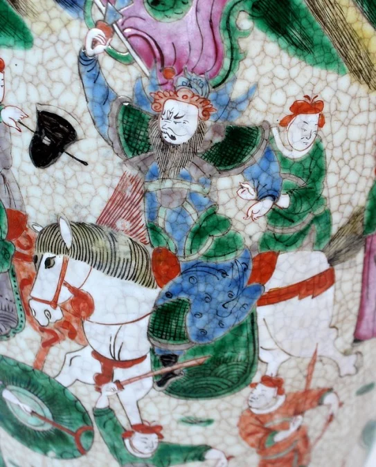 Grand Vase Balustre, en Porcelaine de Canton Craquelée, Chine – XIXe