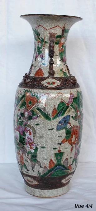 Grand Vase Balustre, en Porcelaine de Canton Craquelée, Chine – XIXe