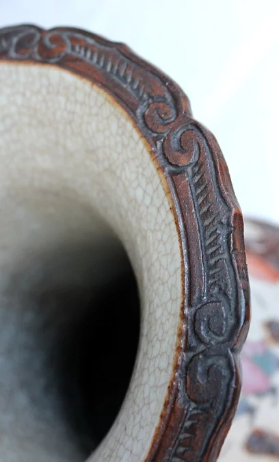 Grand Vase Balustre, en Porcelaine de Canton Craquelée, Chine – XIXe