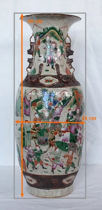 Grand Vase Balustre, en Porcelaine de Canton Craquelée, Chine – XIXe