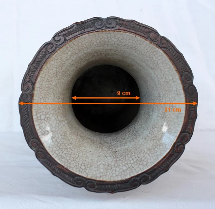 Grand Vase Balustre, en Porcelaine de Canton Craquelée, Chine – XIXe