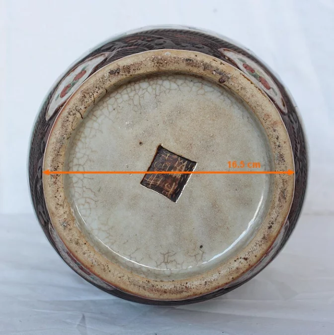 Grand Vase Balustre, en Porcelaine de Canton Craquelée, Chine – XIXe