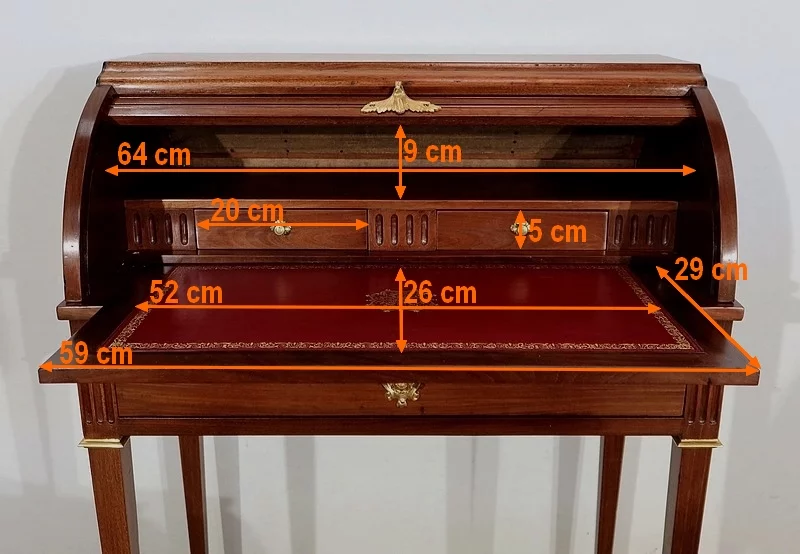 Petit Bureau Cylindre en Acajou, style Louis XVI – Fin XIXe