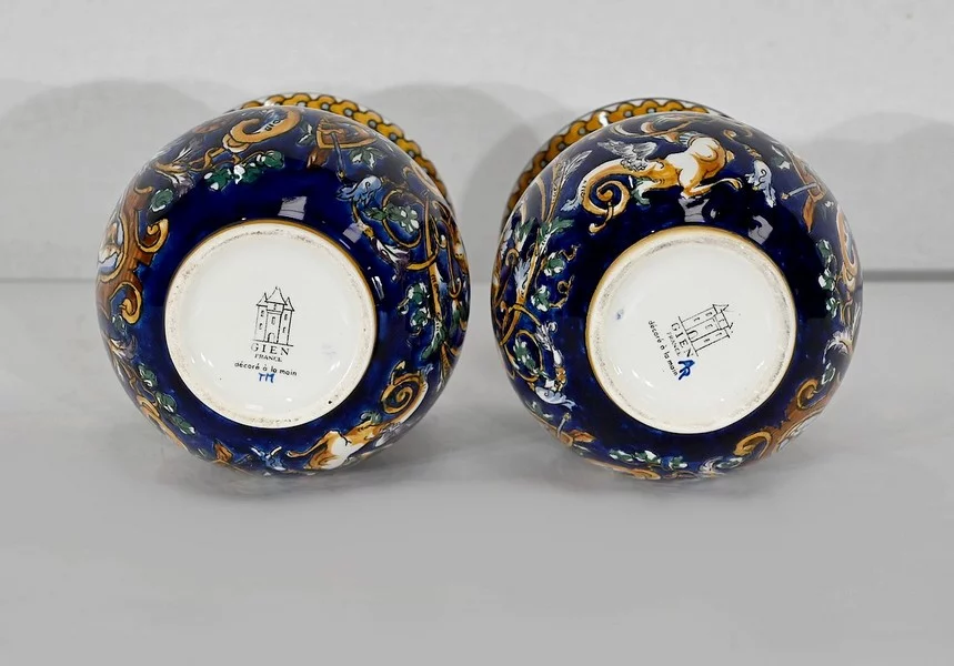 BANDEJA Y JARRON GIEN FAIENCE