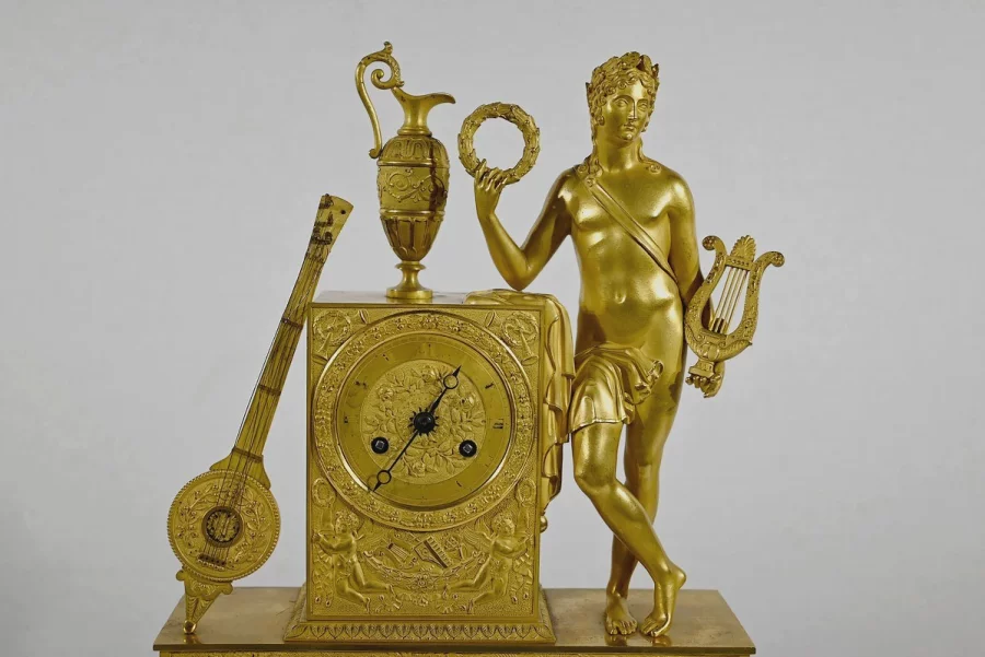 Horloge en Bronze Doré, estampillée « Leroy Palais Royal », époque Empire – Début XIXe