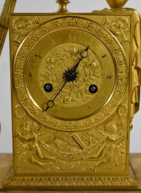 Horloge en Bronze Doré, estampillée « Leroy Palais Royal », époque Empire – Début XIXe